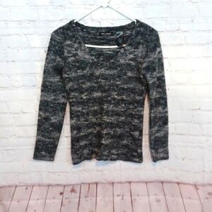 Y2K Liz Claborne New  Y2K V White Neck Vintage Axcess  Gray  24%Wool Sweater S‎